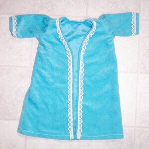 Vintage 18" Doll Clothes Blue Doll Robe with Lace